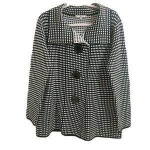 Sioni Black & White Checkered  Big Button Long Sleeve Thick Cardigan Jacket sz L